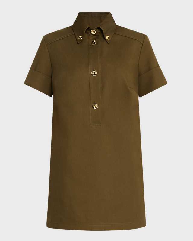 Noelle Short-Sleeve Mini Shirtdress